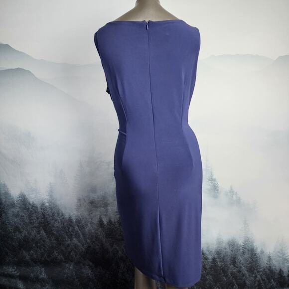 Anne Klein Sleeveless Lace Blue and White Sheath Dress | Women's 14 - Picture 8 of 15